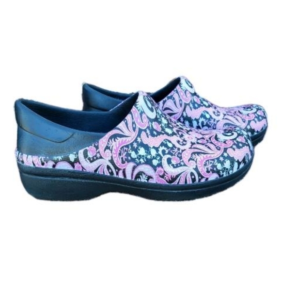 CROCS Neria Pro II Clogs Pink Paisley Flower Floral Black Dual Work Uniform 8 - Picture 8 of 8